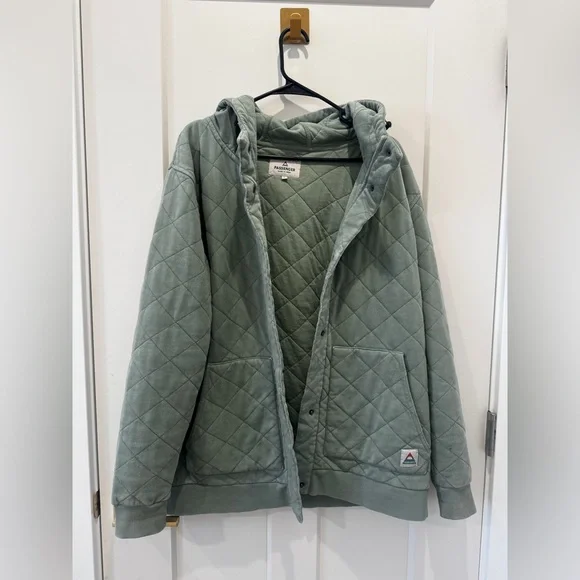 Quilted Green Hooded Jacket passenger women’s large cotton - Picture 2 of 7